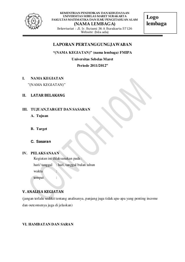 Detail Contoh Surat Laporan Pertanggungjawaban Nomer 12