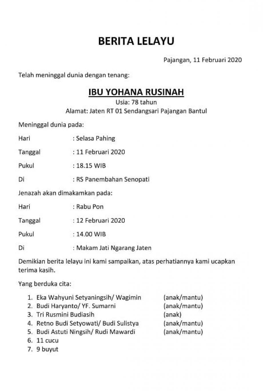 Detail Contoh Surat Lelayu Nomer 42