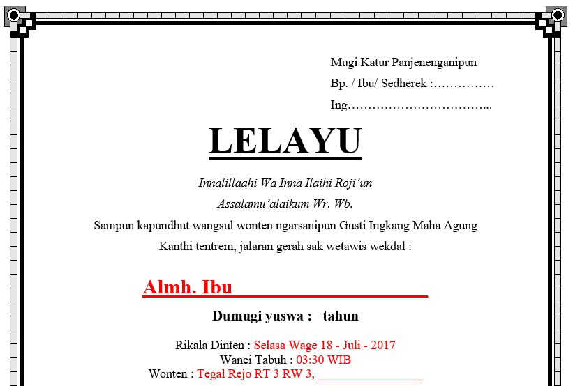 Detail Contoh Surat Lelayu Bahasa Indonesia Nomer 17