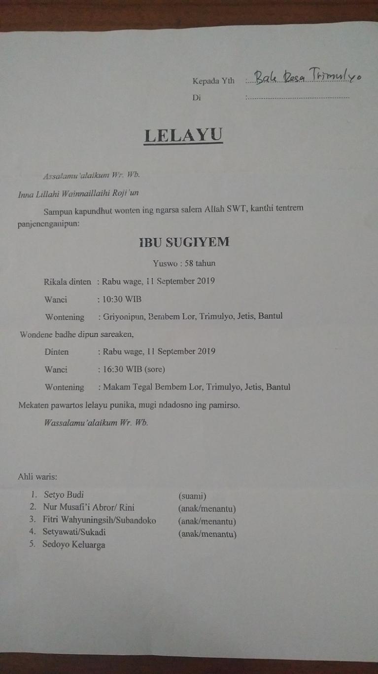 Detail Contoh Surat Lelayu Bahasa Indonesia Nomer 54