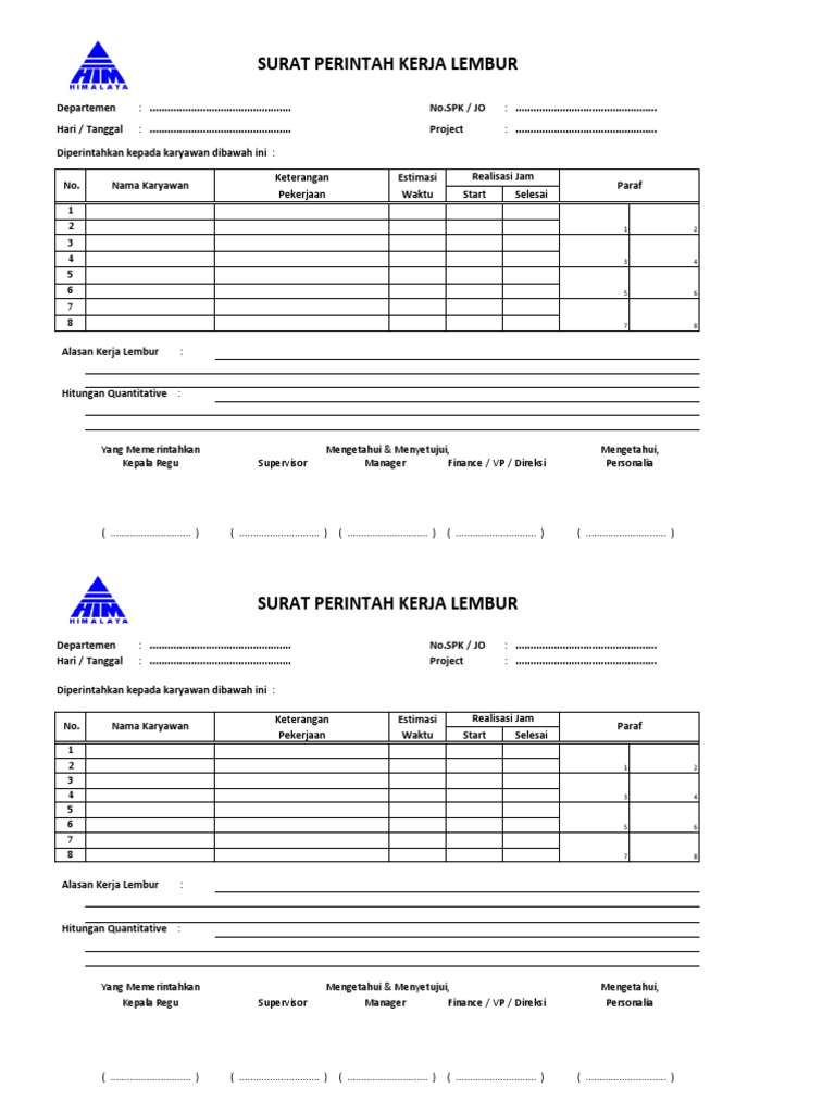 Detail Contoh Surat Lembur Nomer 37