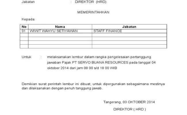 Detail Contoh Surat Lembur Dari Kantor Nomer 48