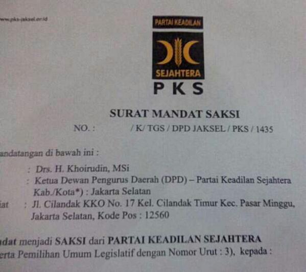 Detail Contoh Surat Mandat Saksi Nomer 27