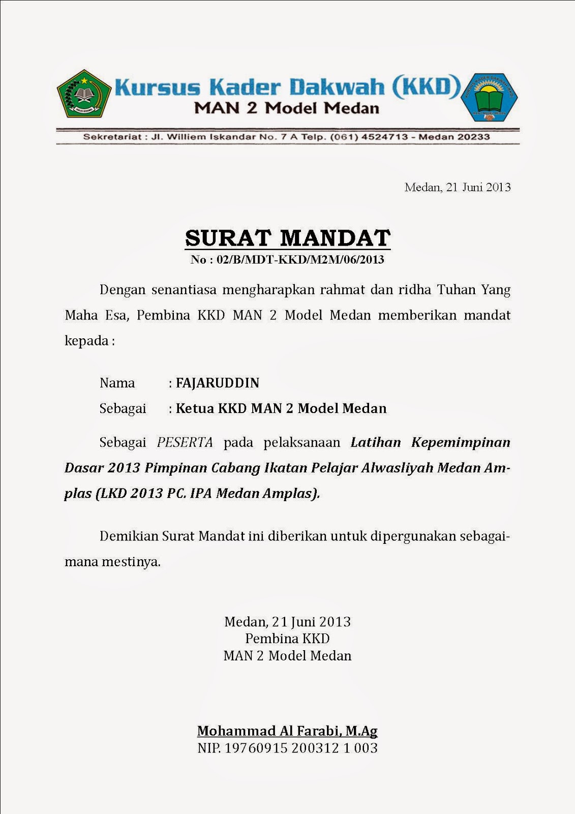 Detail Contoh Surat Mandat Saksi Caleg 2019 Nomer 15