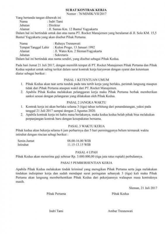 Detail Contoh Surat Masa Percobaan Karyawan Nomer 52