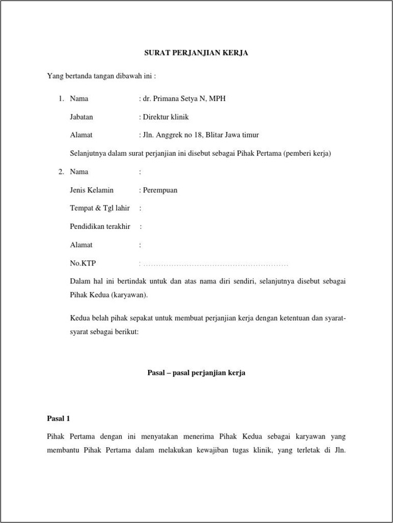 Detail Contoh Surat Masa Percobaan Karyawan Nomer 53