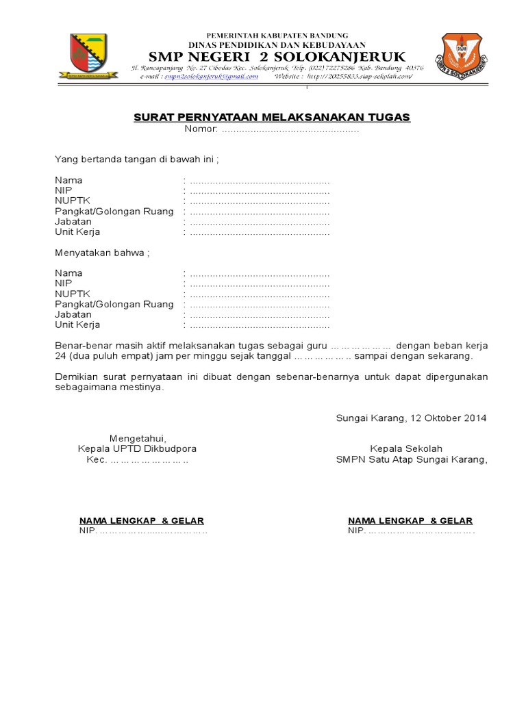 Detail Contoh Surat Melaksanakan Tugas Nomer 38