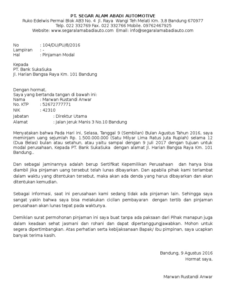 Detail Contoh Surat Meminjam Uang Ke Perusahaan Nomer 7