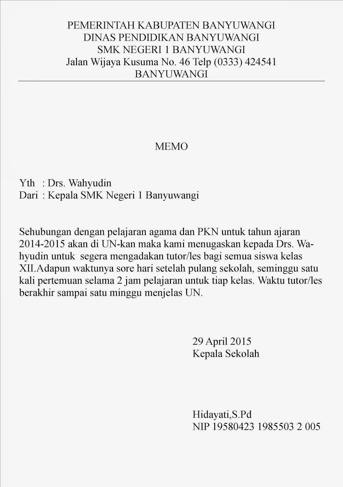 Detail Contoh Surat Memo Dan Nota Nomer 2