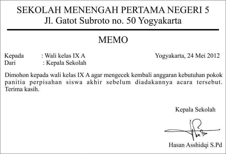 Detail Contoh Surat Memo Dan Nota Nomer 4