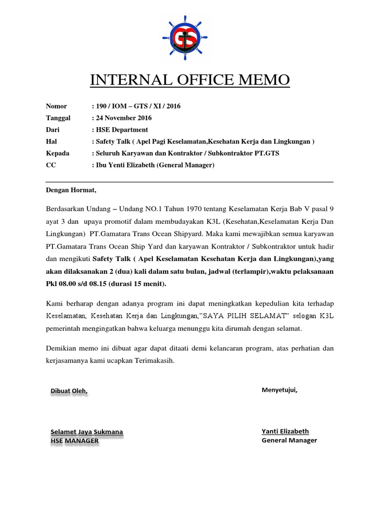 Detail Contoh Surat Memo Internal Nomer 28