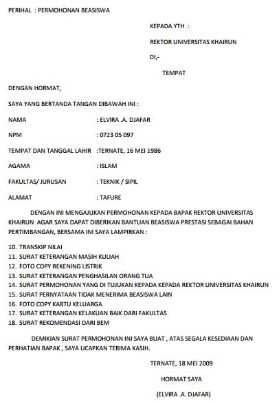 Detail Contoh Surat Mengajukan Beasiswa Nomer 7