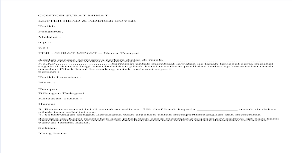 Detail Contoh Surat Minat Letter Of Intent Nomer 21