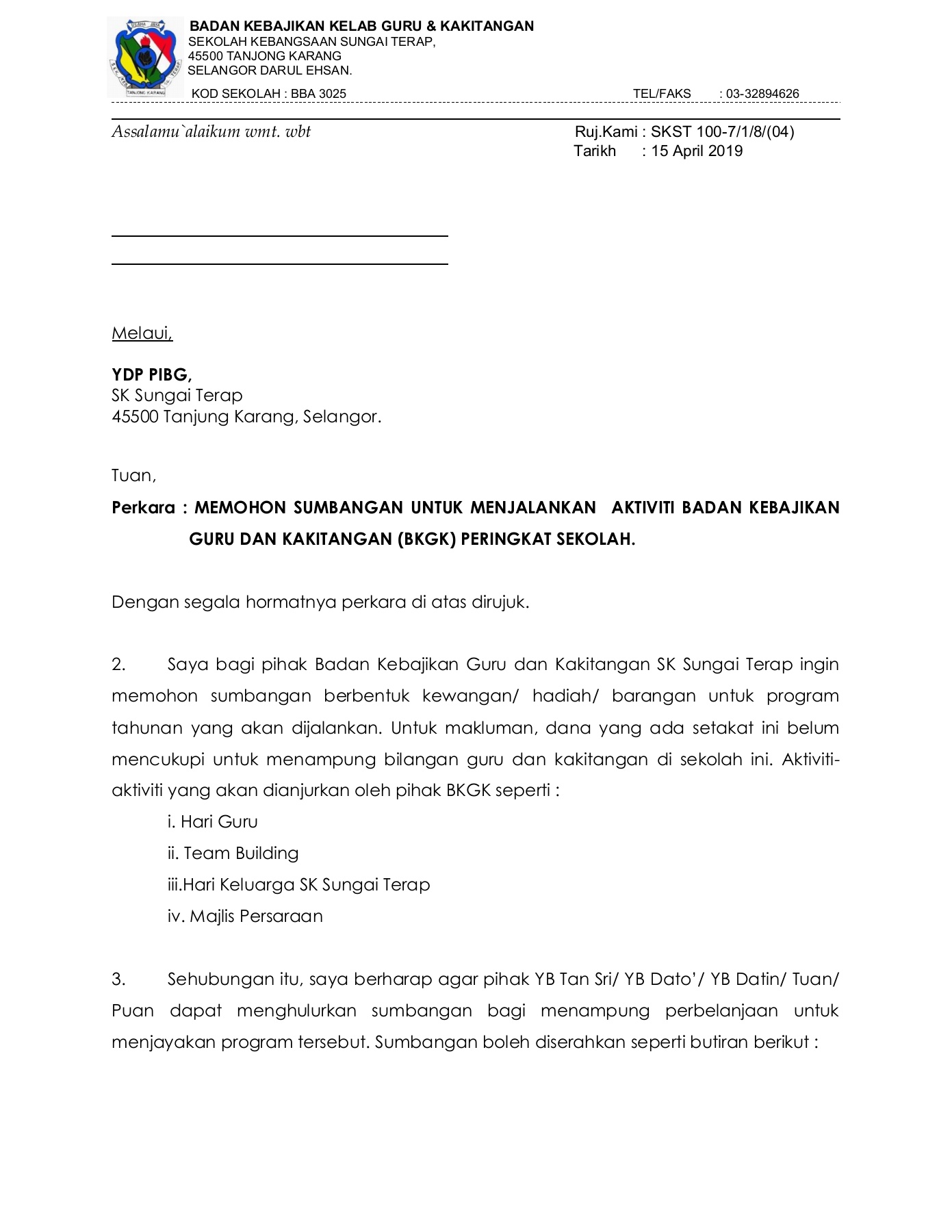 Detail Contoh Surat Mohon Bantuan Dana Nomer 22