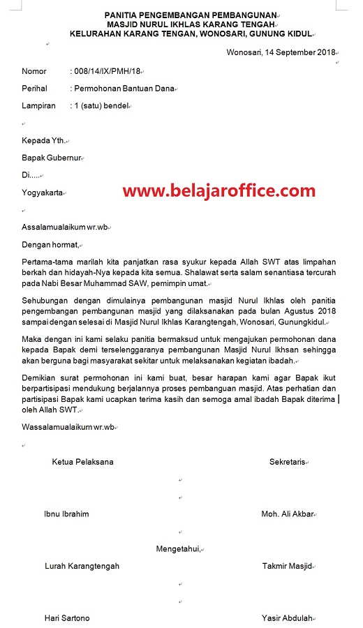 Detail Contoh Surat Mohon Bantuan Dana Nomer 23