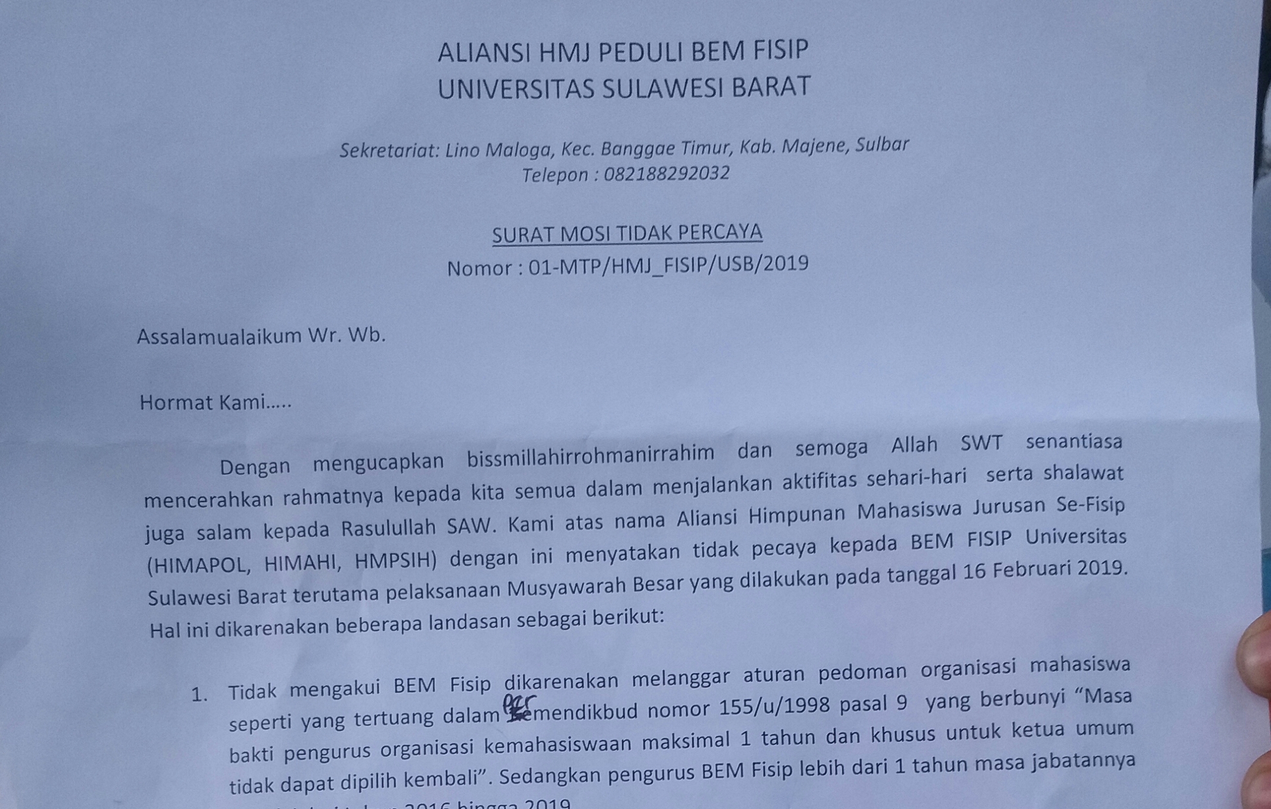 Detail Contoh Surat Mosi Tidak Percaya Kepada Pimpinan Nomer 30