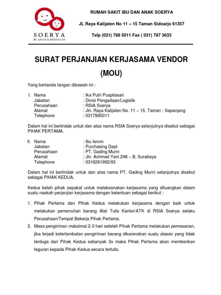 Detail Contoh Surat Mou Nomer 31