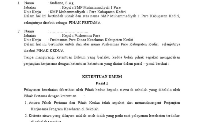 Detail Contoh Surat Mou Sekolah Dengan Puskesmas Nomer 49