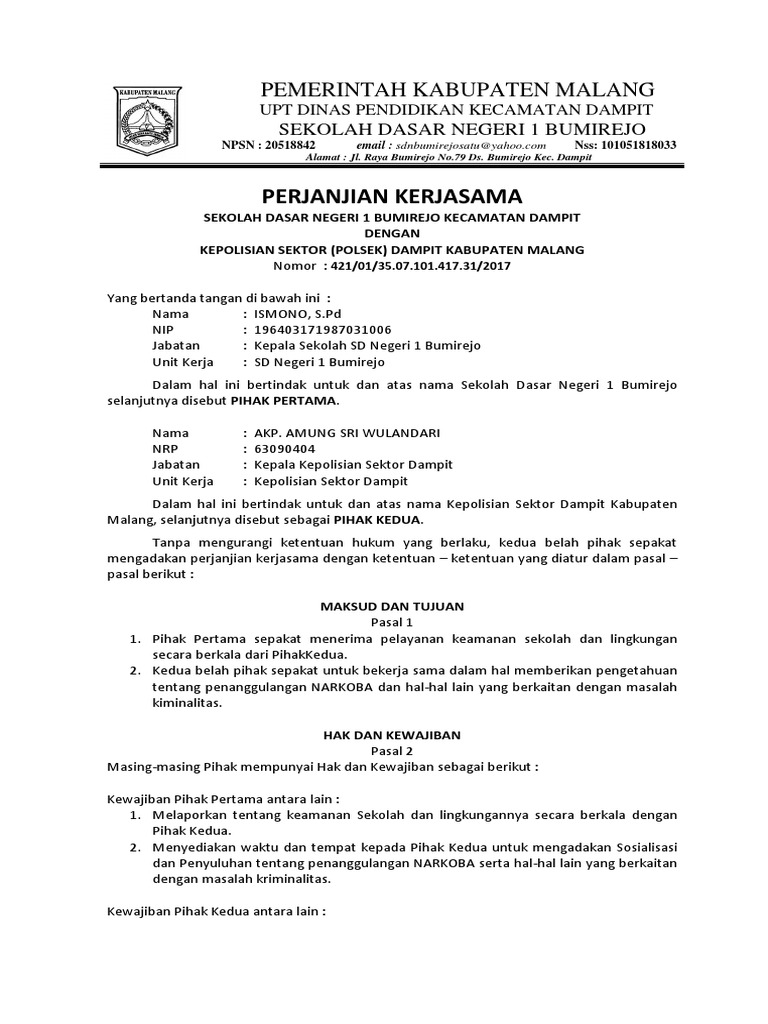 Detail Contoh Surat Mou Sekolah Dengan Puskesmas Nomer 51