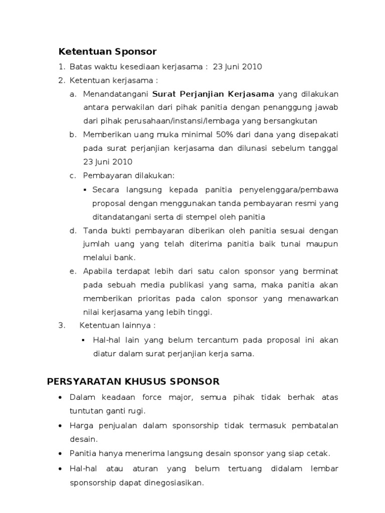 Detail Contoh Surat Mou Sponsorship Nomer 10