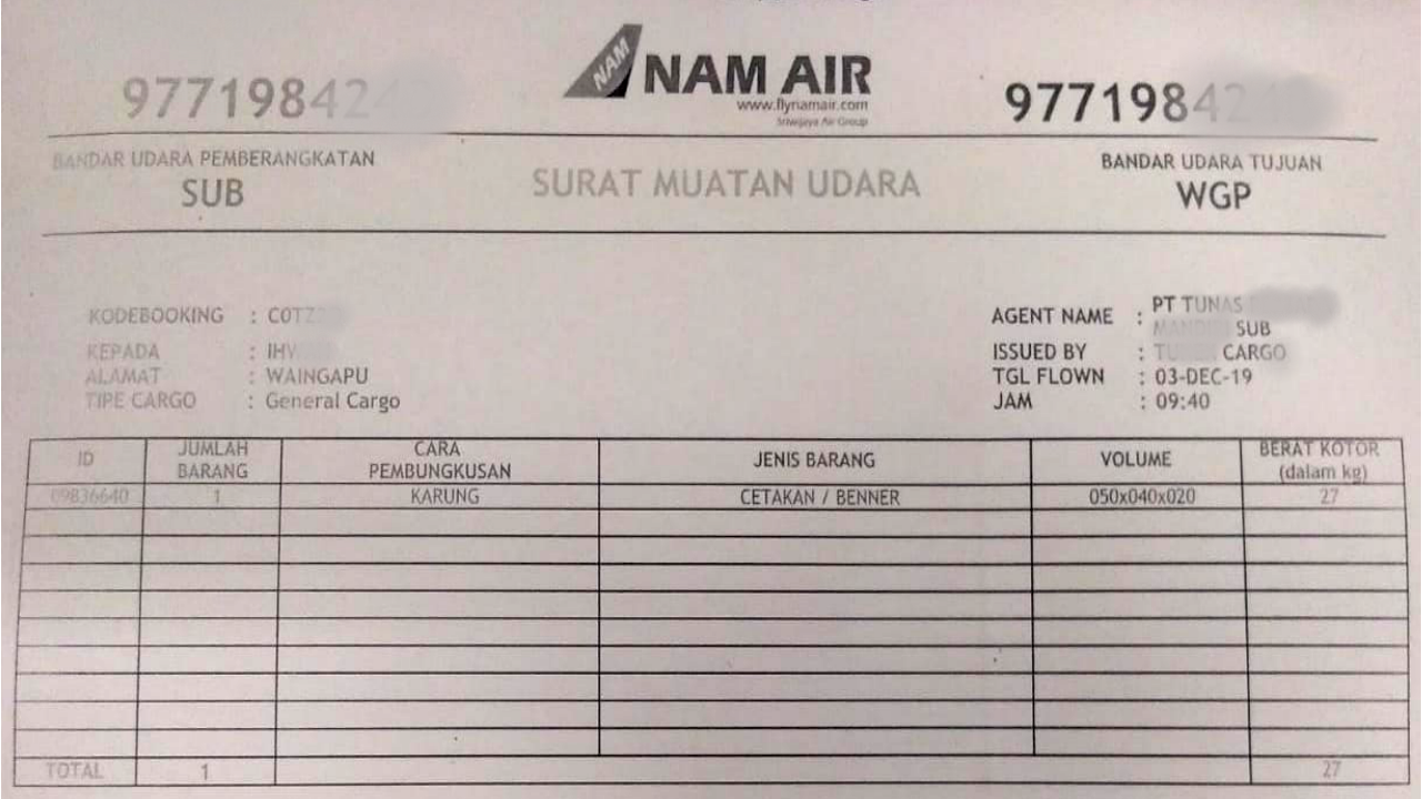 Detail Contoh Surat Muatan Udara Nomer 19