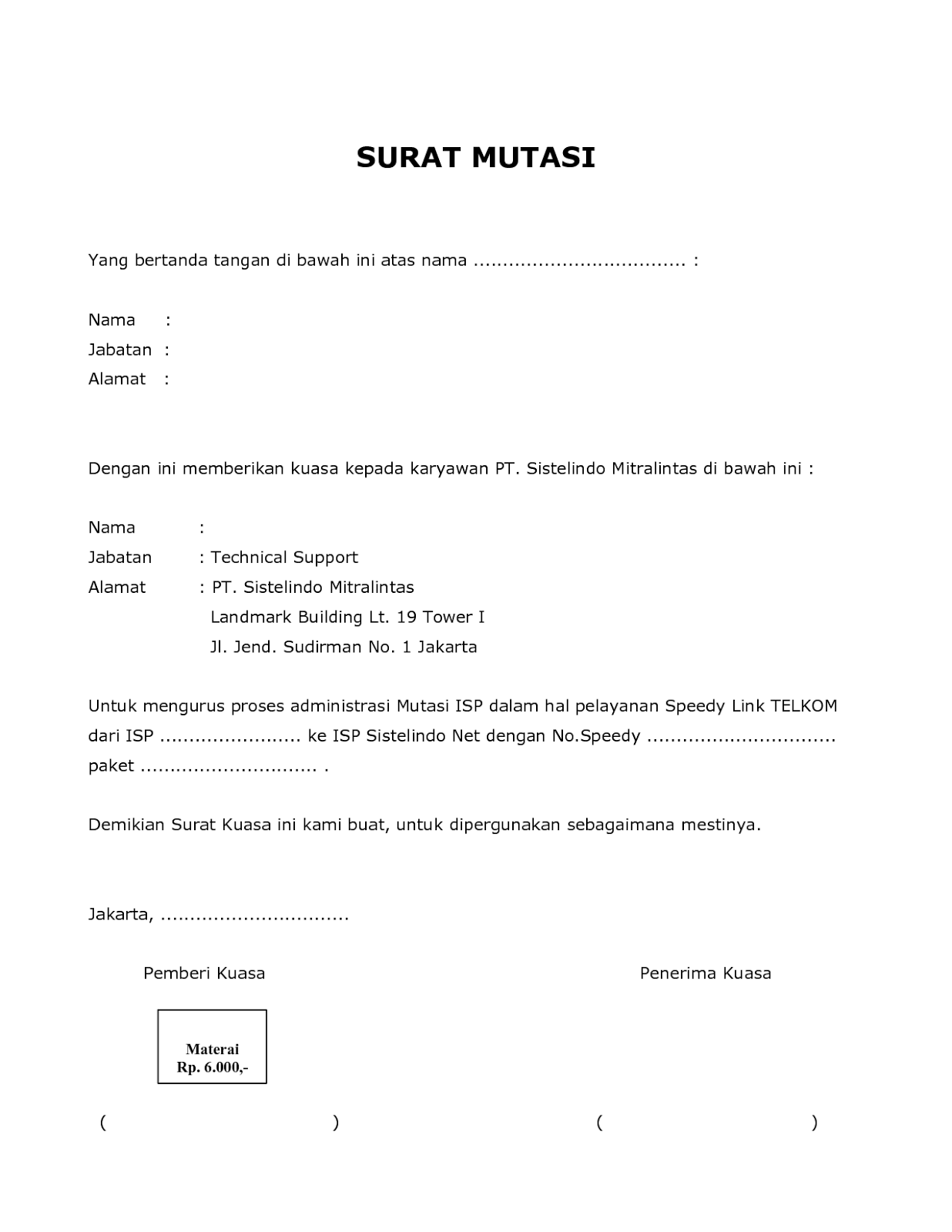 Detail Contoh Surat Mutasi Kerja Nomer 8