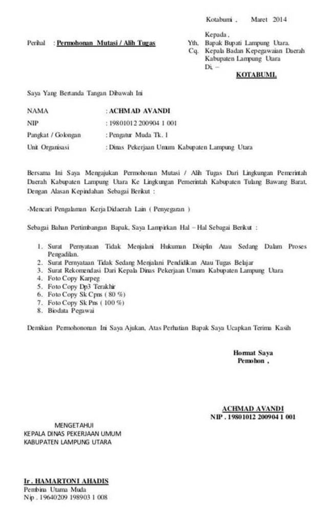 Detail Contoh Surat Mutasi Pegawai Nomer 24