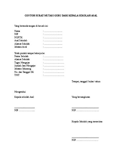 Detail Contoh Surat Mutasi Security Nomer 25