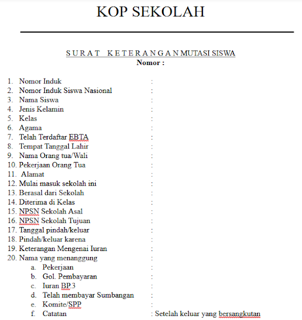 Detail Contoh Surat Mutasi Sekolah Nomer 40