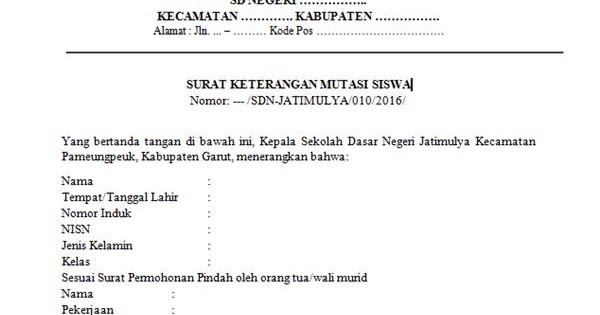 Detail Contoh Surat Mutasi Siswa Nomer 5