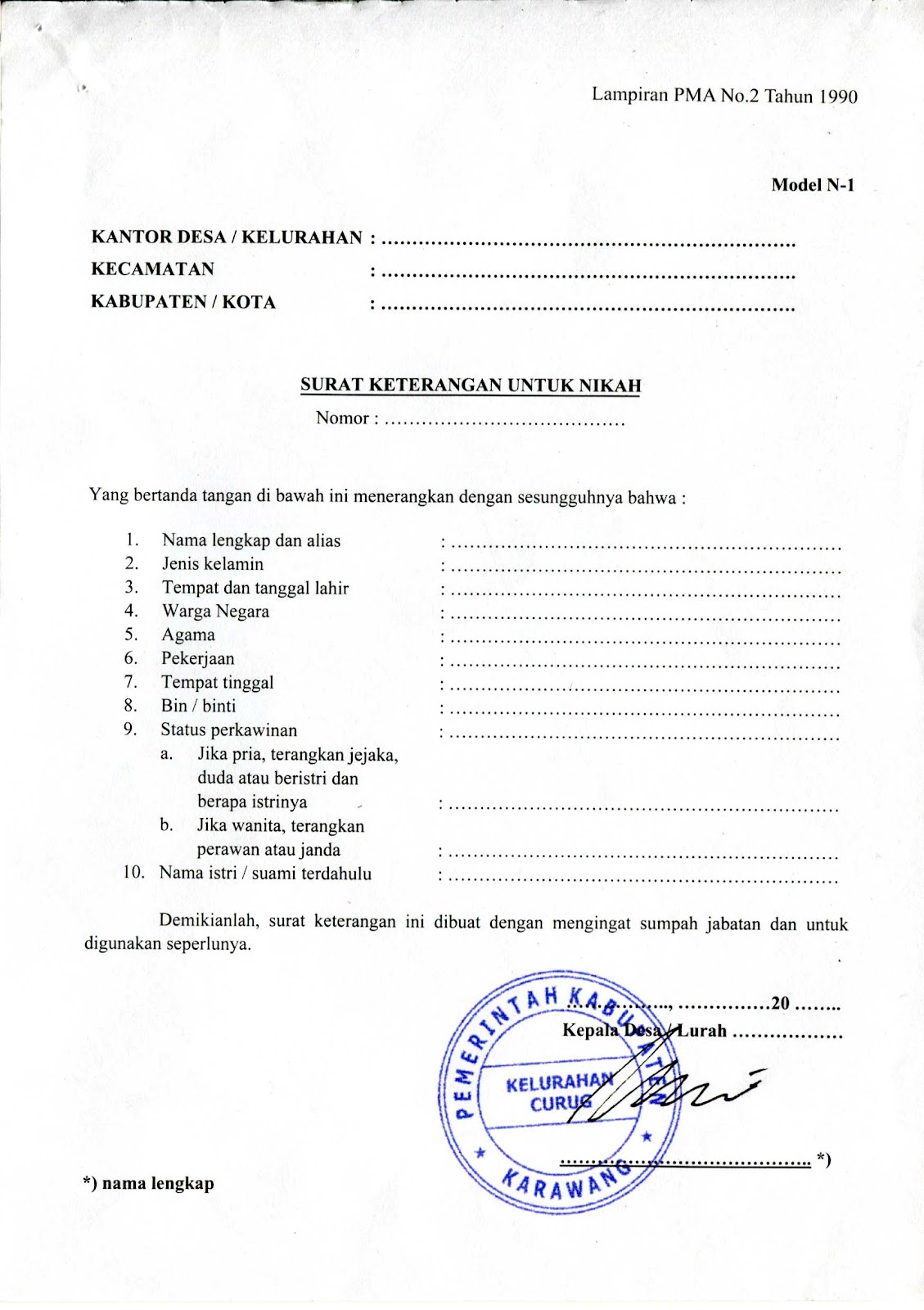 Contoh Surat N1 - KibrisPDR