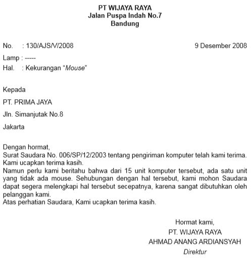 Detail Contoh Surat Niaga Pengaduan Nomer 11