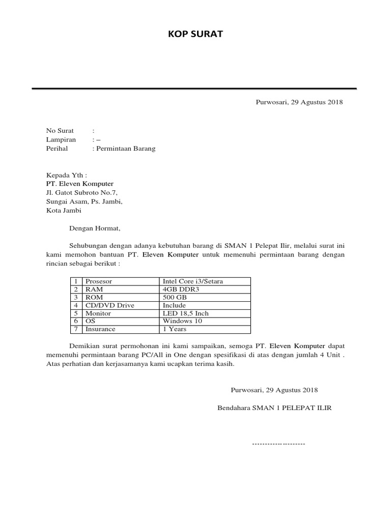 Detail Contoh Surat Niaga Pengiriman Barang Nomer 37