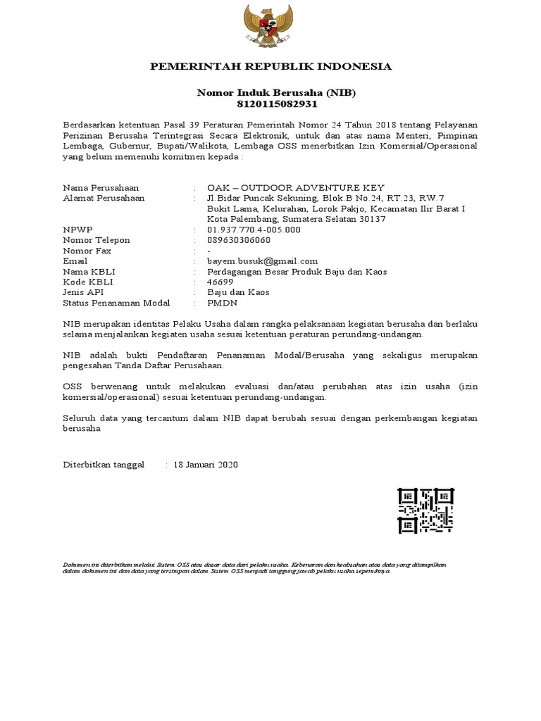 Detail Contoh Surat Nib Nomer 11