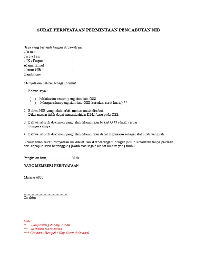 Detail Contoh Surat Nib Nomer 30