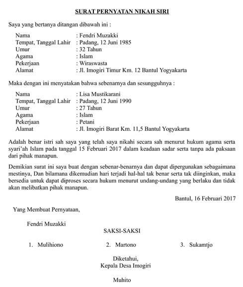 Detail Contoh Surat Nikah Dibawah Tangan Nomer 24