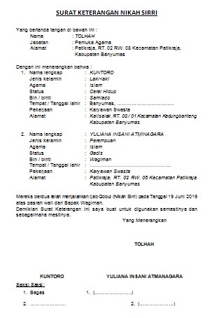 Detail Contoh Surat Nikah Siri 2020 Nomer 38