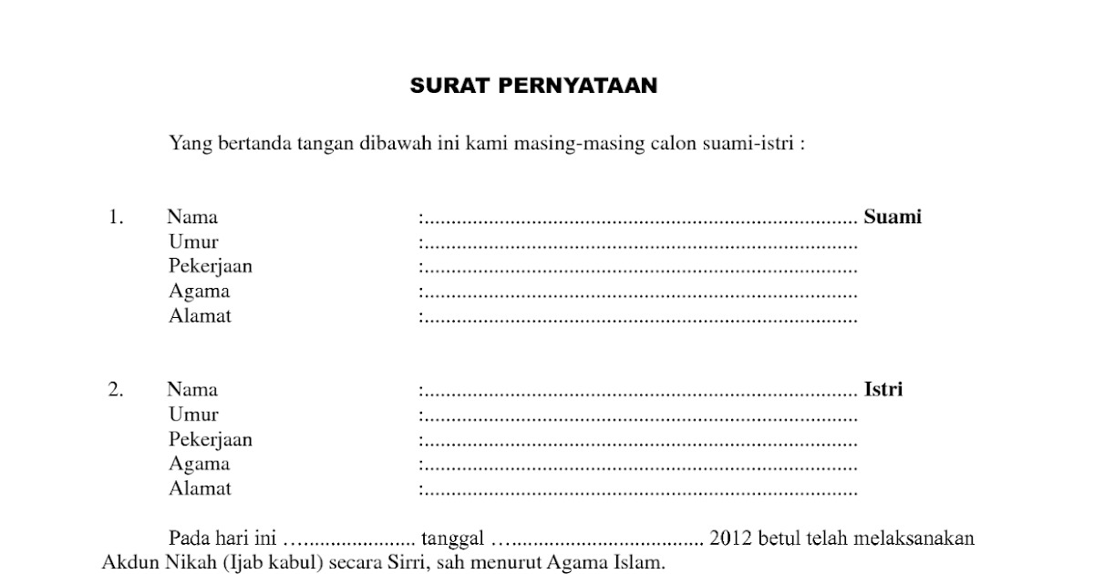 Detail Contoh Surat Nikah Siri Islam Nomer 35