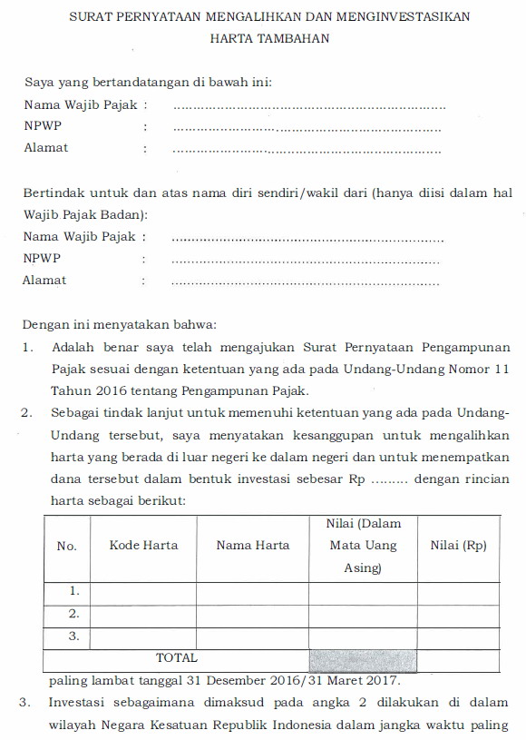 Detail Contoh Surat Nominee Tax Amnesty Nomer 16