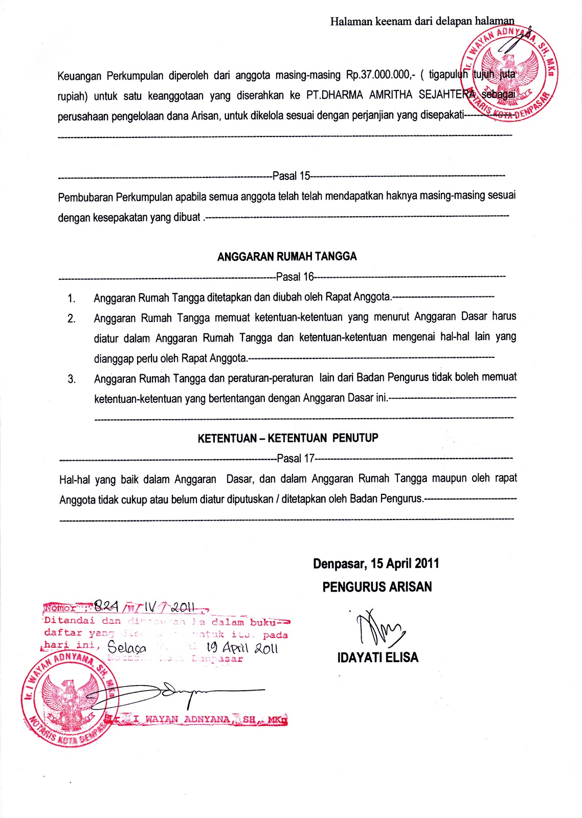 Contoh Surat Notaris