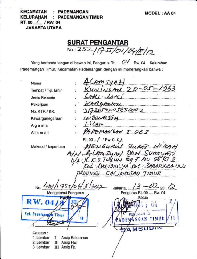 Detail Contoh Surat Numpang Nikah Nomer 7