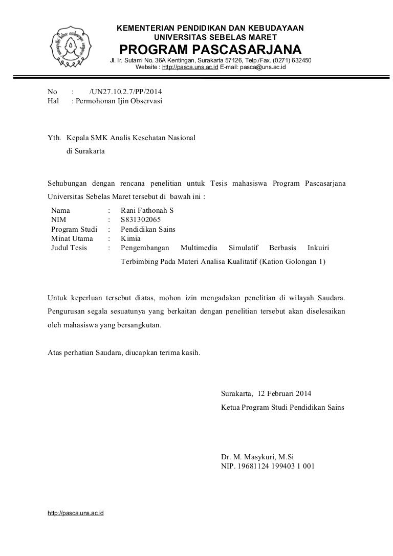 Detail Contoh Surat Observasi Dari Kampus Nomer 2