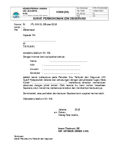 Detail Contoh Surat Observasi Dari Kampus Nomer 13