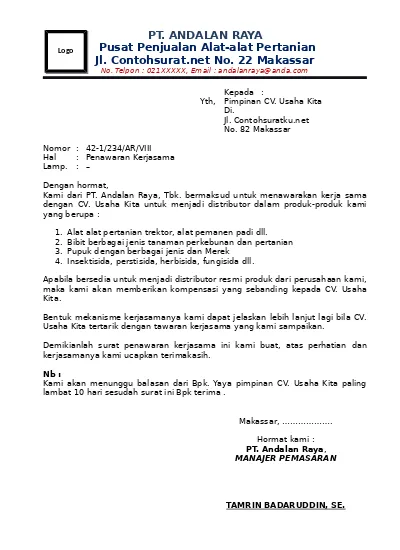 Detail Contoh Surat Offering Nomer 28