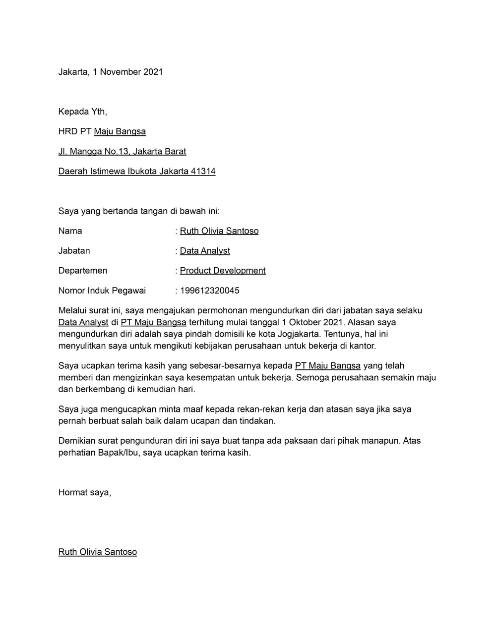 Detail contoh surat one month notice koleksi nomer 23