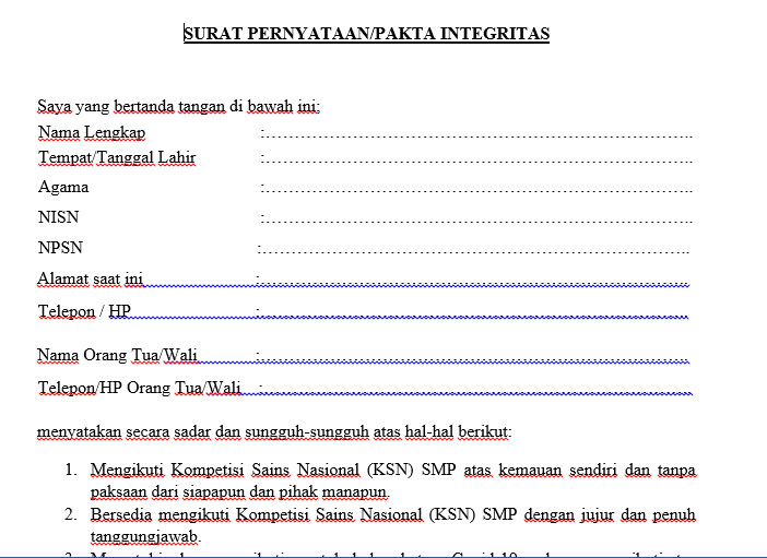 Detail Contoh Surat Pakta Integritas Nomer 14