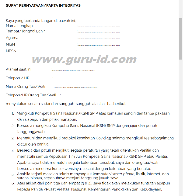 Detail Contoh Surat Pakta Integritas Nomer 8