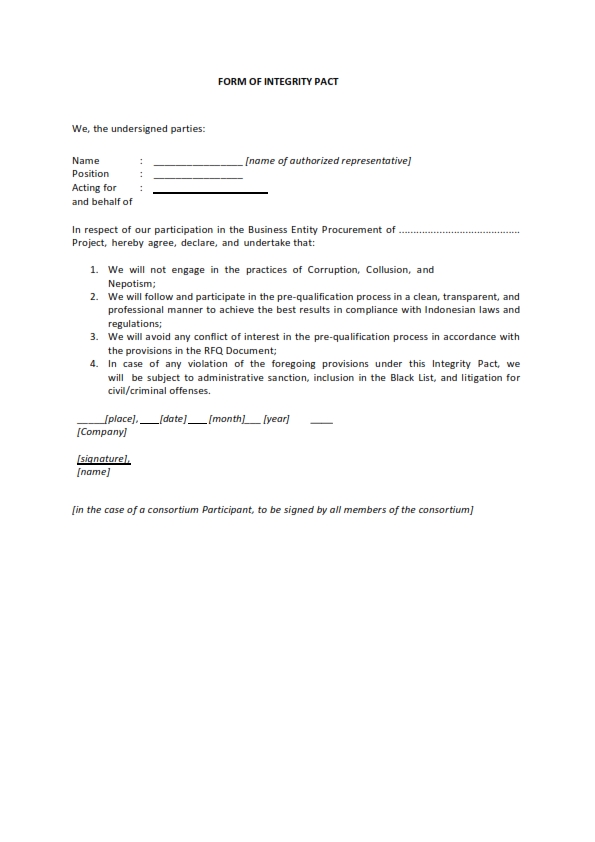 Detail Contoh Surat Pakta Integritas Perusahaan Nomer 3