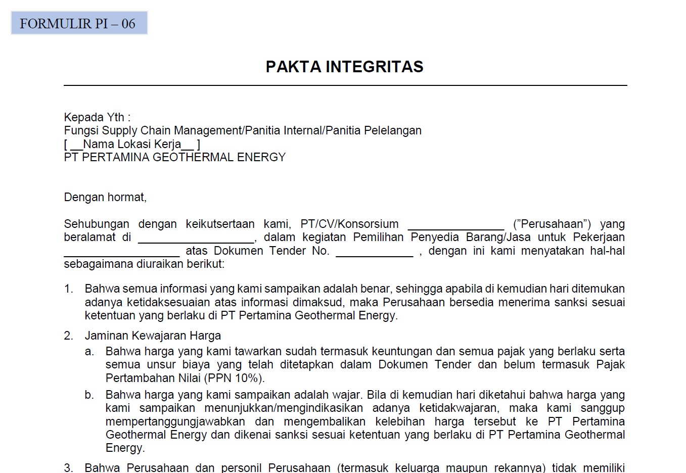 Detail Contoh Surat Pakta Integritas Perusahaan Nomer 42