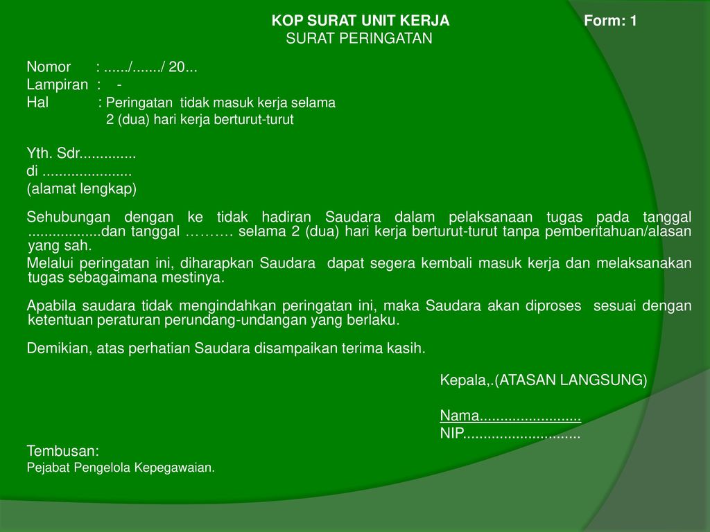 Detail Contoh Surat Panggilan Guru Tidak Masuk Kerja Nomer 44